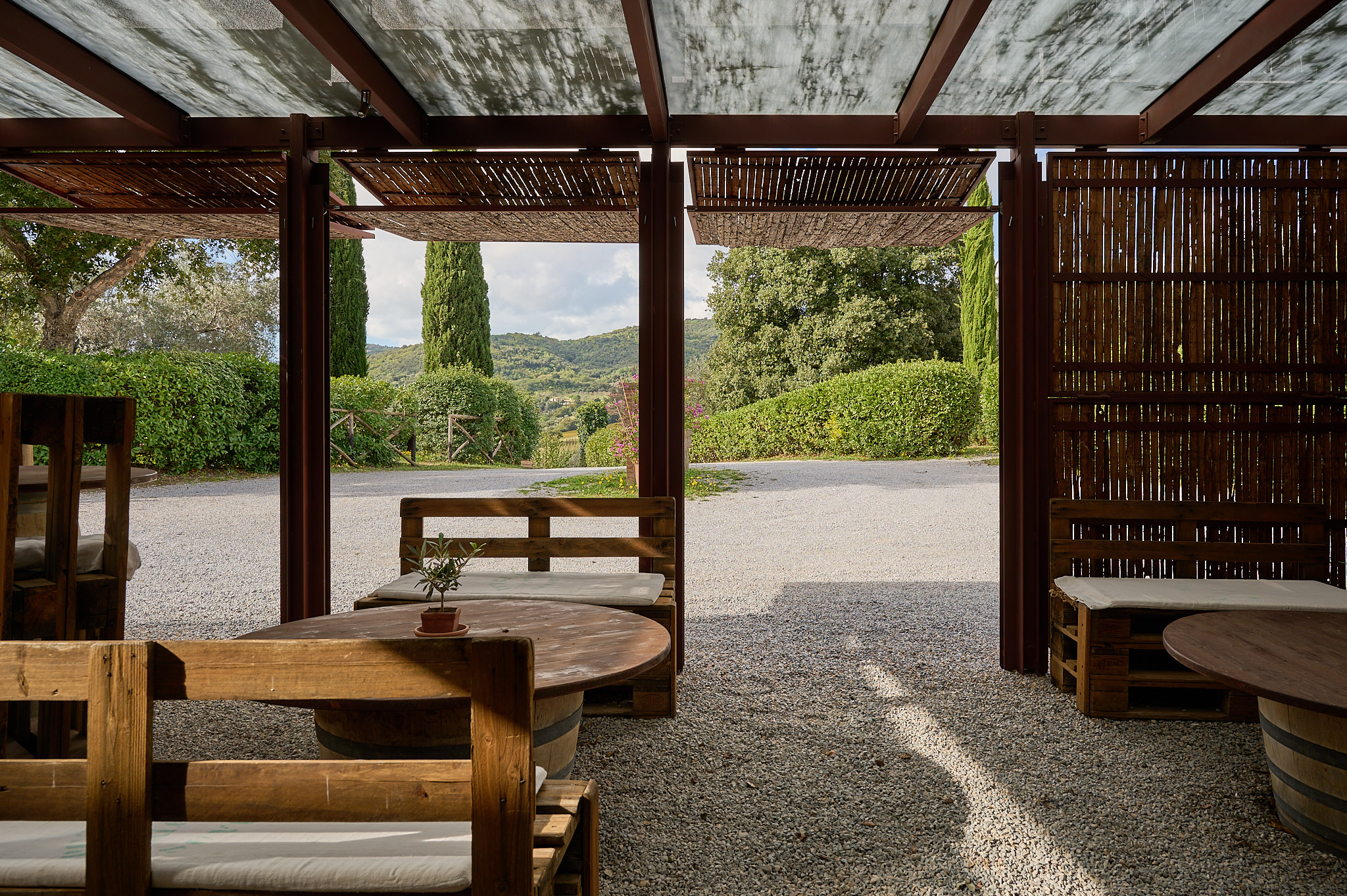 Guests during a wine tasting at Il Falcone