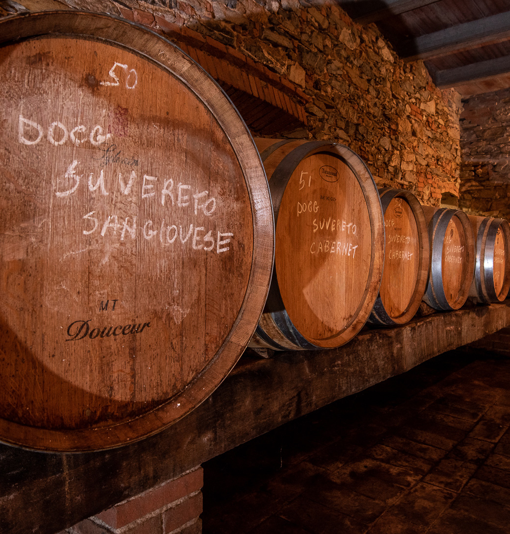 The cellar of the Il Falcone farm