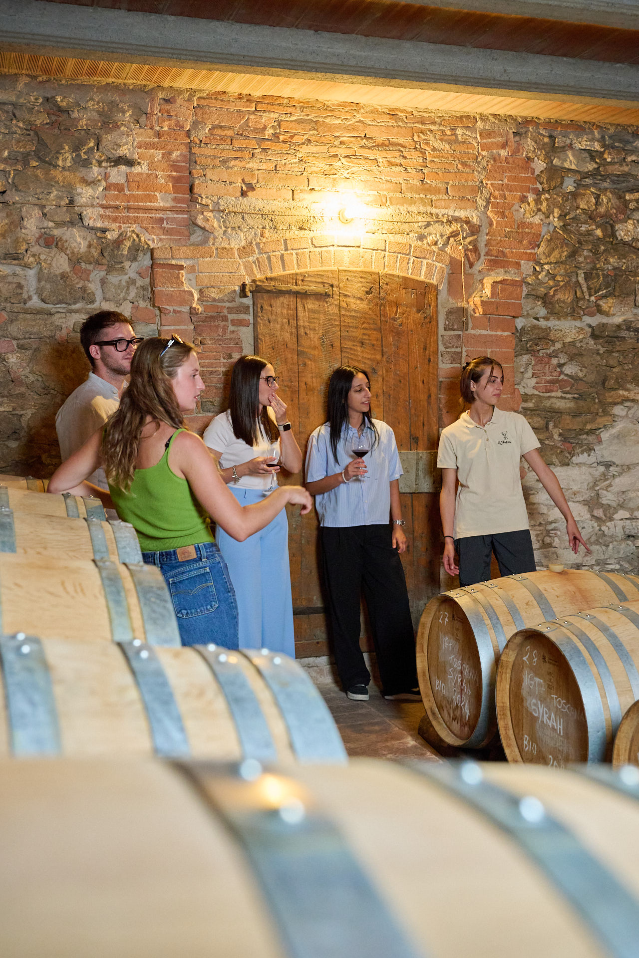 Wine tasting in the cellar at Il Falcone